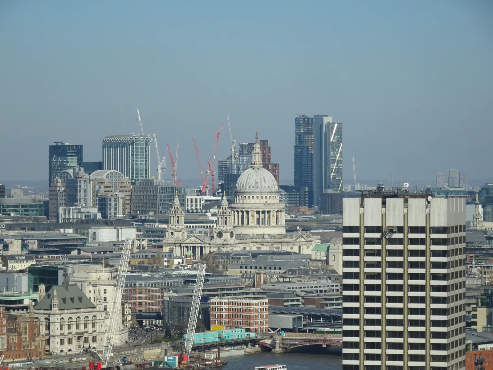 Tower cranes over a London construction site